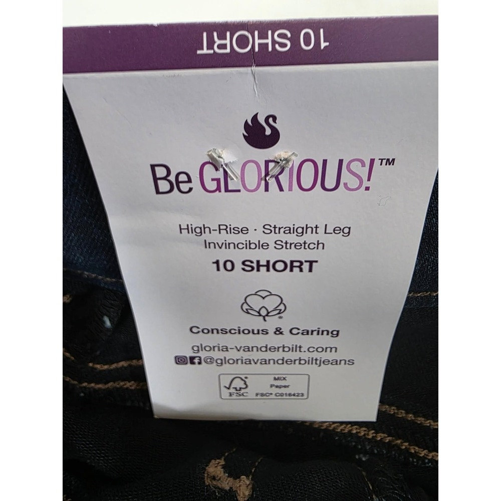 NWT Gloria Vanderbilt Shape Effect Pull On Straight Jeans Women 10S Dark Wash - Picture 14 of 16